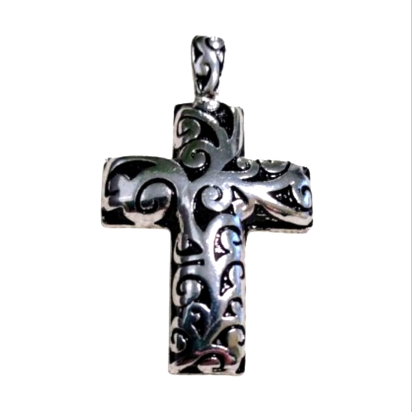 Silvertone Cross Pendant - Picture 1 of 10